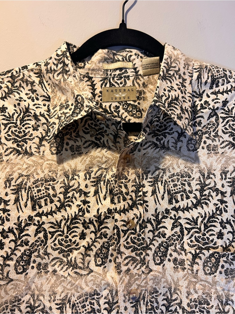 Natural Issue Hawaiian Shirt Mens XL Beige Short Sleeve Travel 100% Cotton